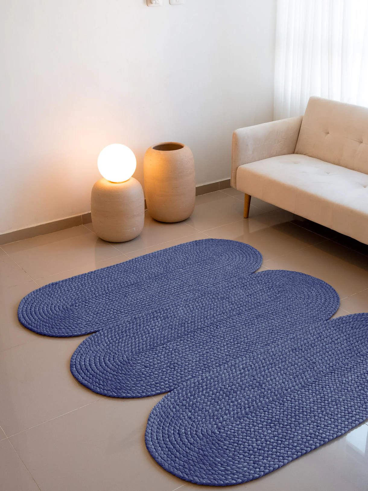 Handwoven Blue Curvy Rug