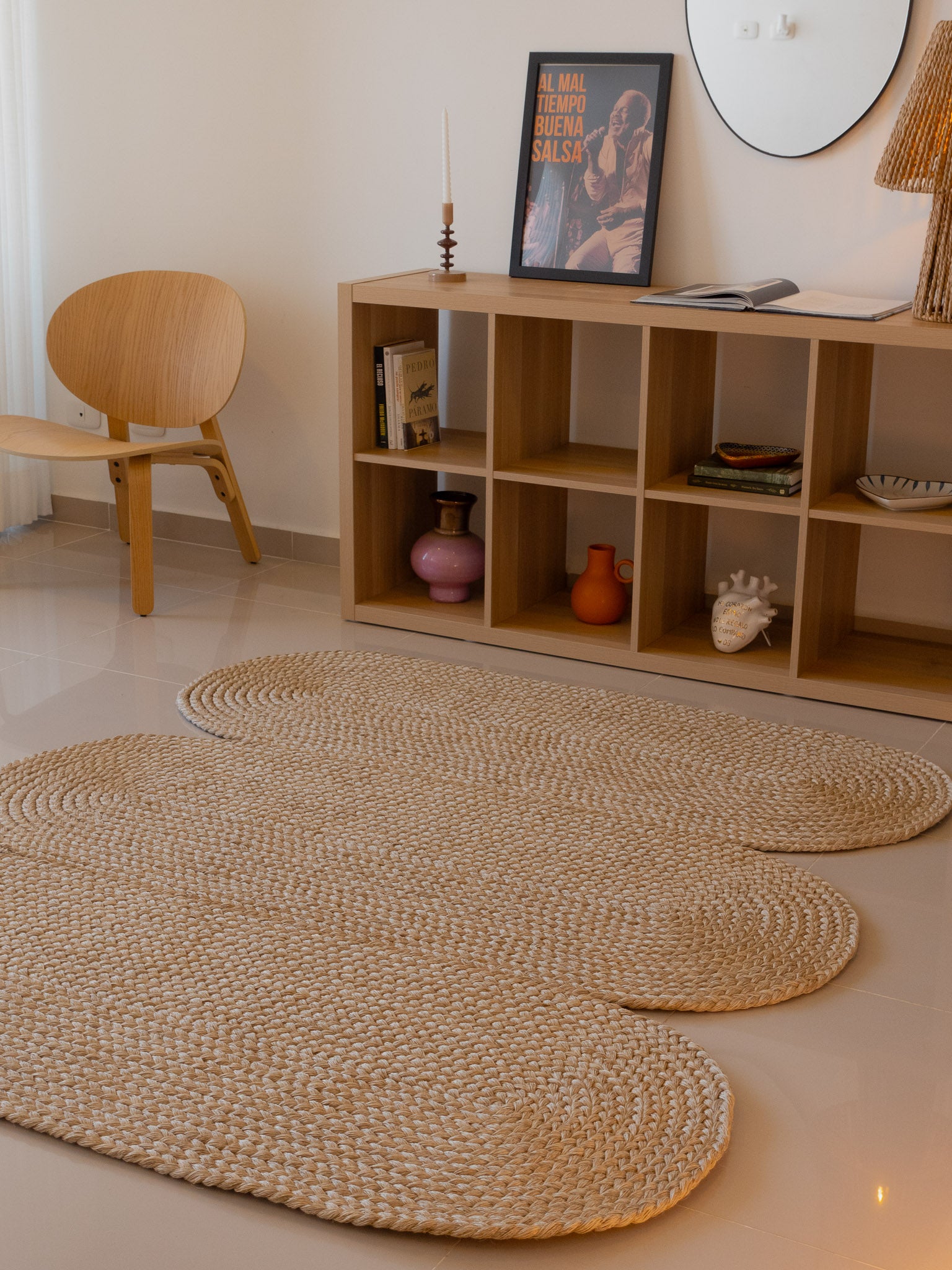 Handwoven Sand Curvy Rug