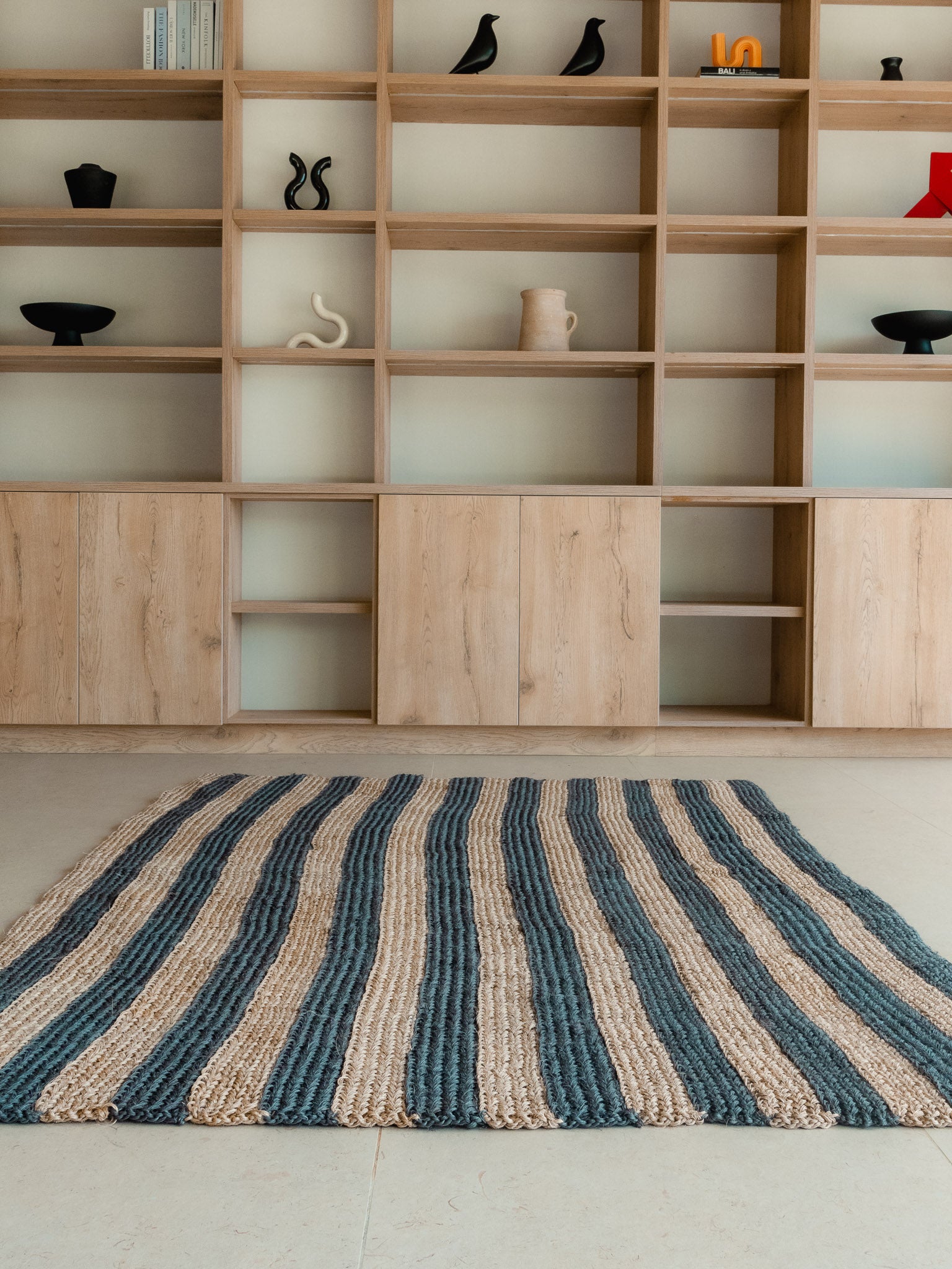 Handwoven Blue Striped Rug