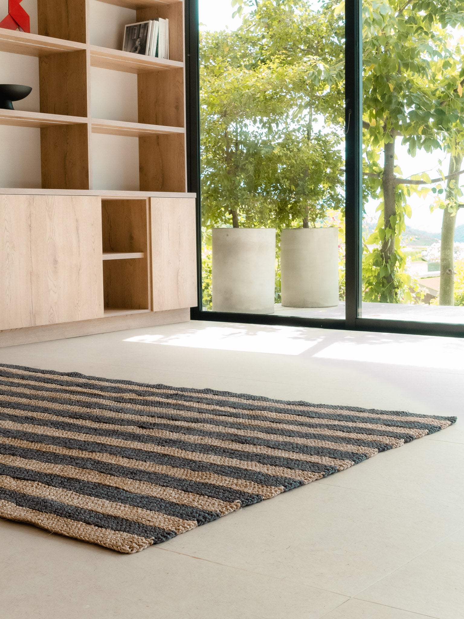 Handwoven Blue Striped Rug