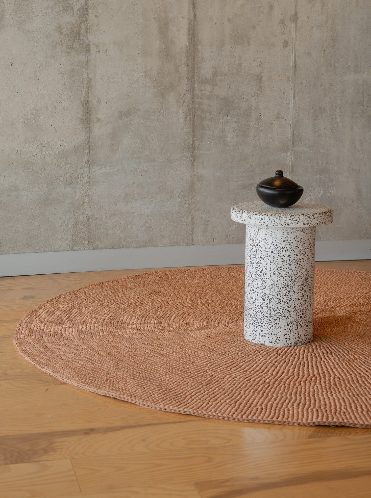 Handwoven Peach Round Rug