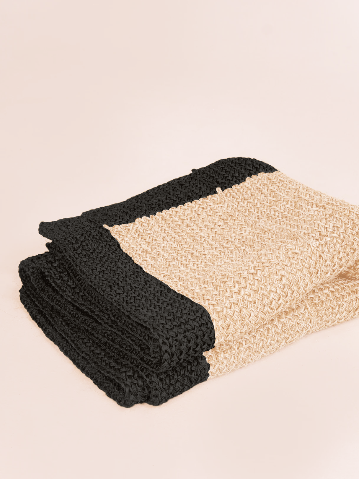 Handwoven Black and White Rug with Border