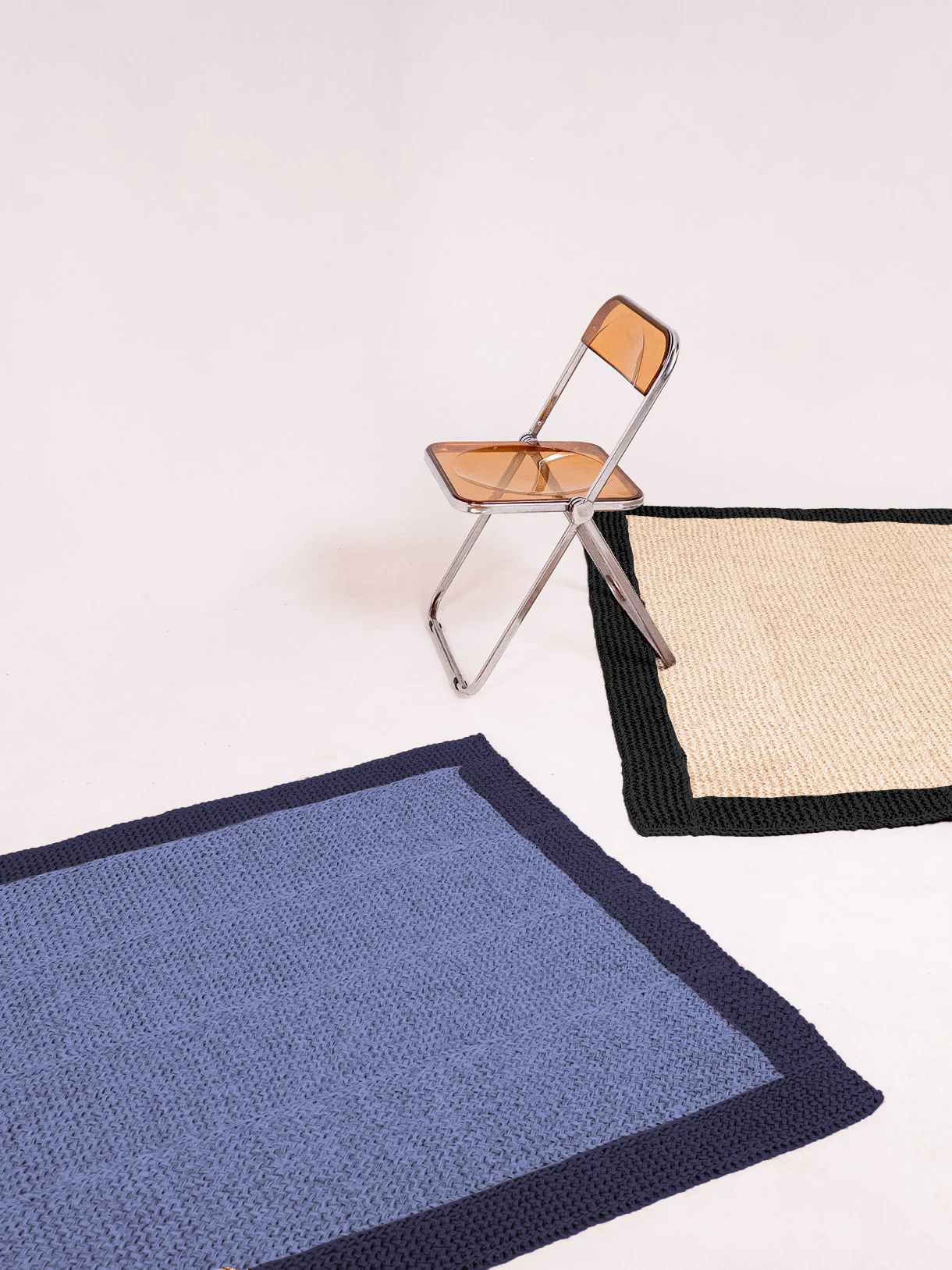 Handwoven Blue Rug with Border