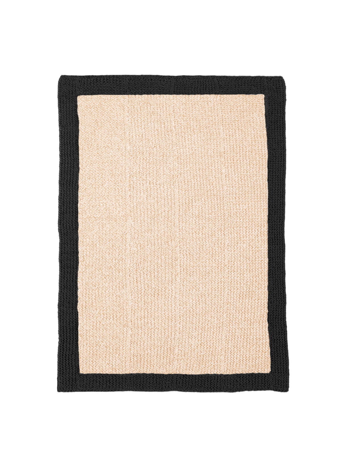 Handwoven Black and White Rug with Border