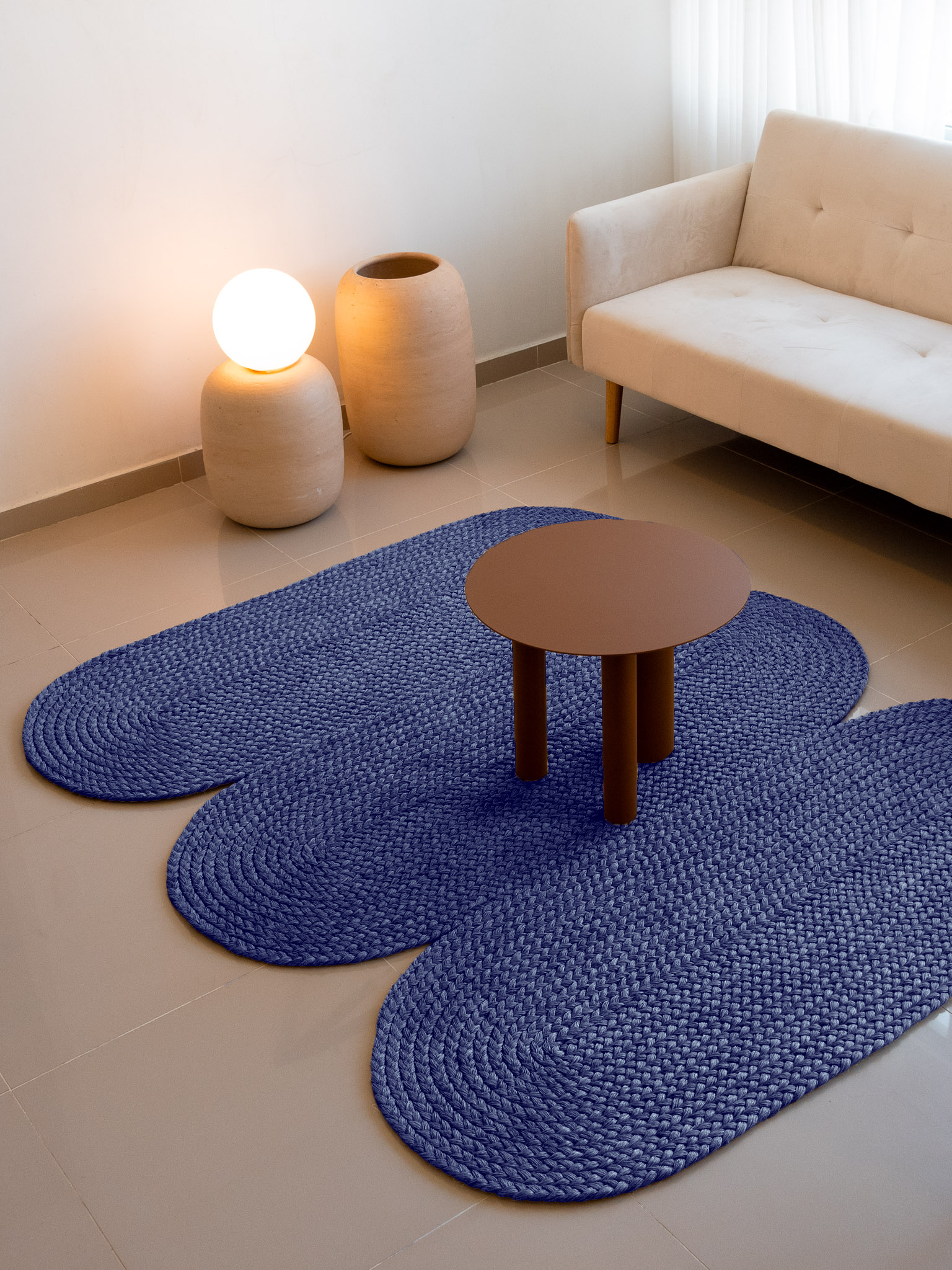 Handwoven Blue Curvy Rug