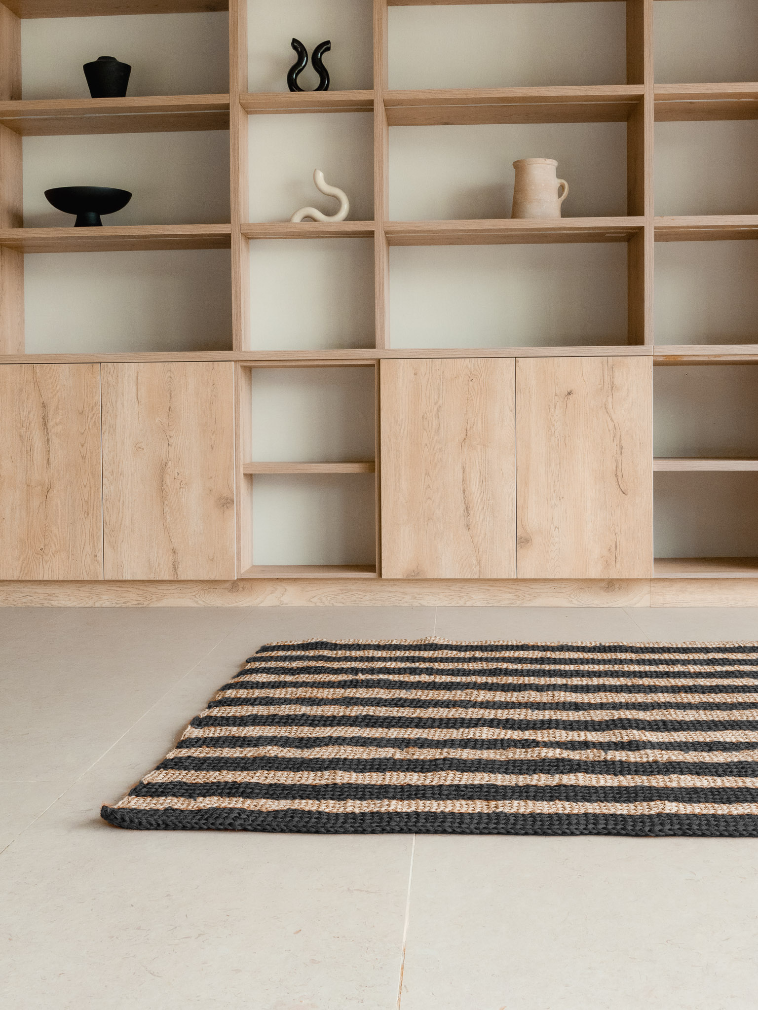 Handwoven Black Striped Rug