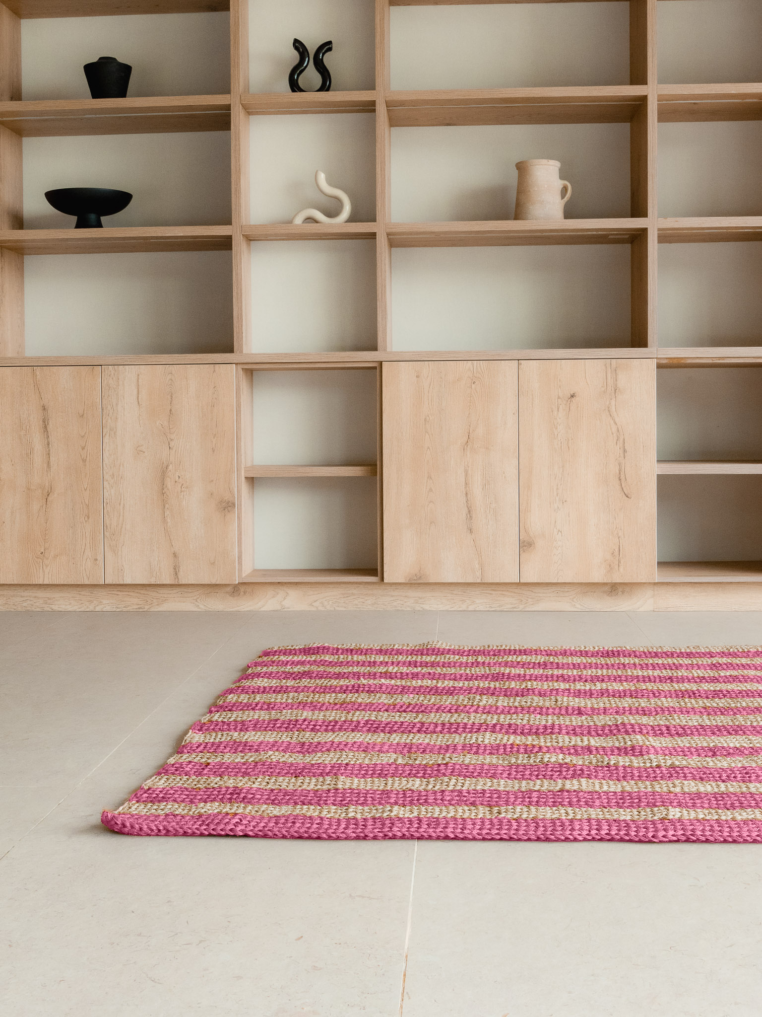 Handwoven Pink Striped Rug