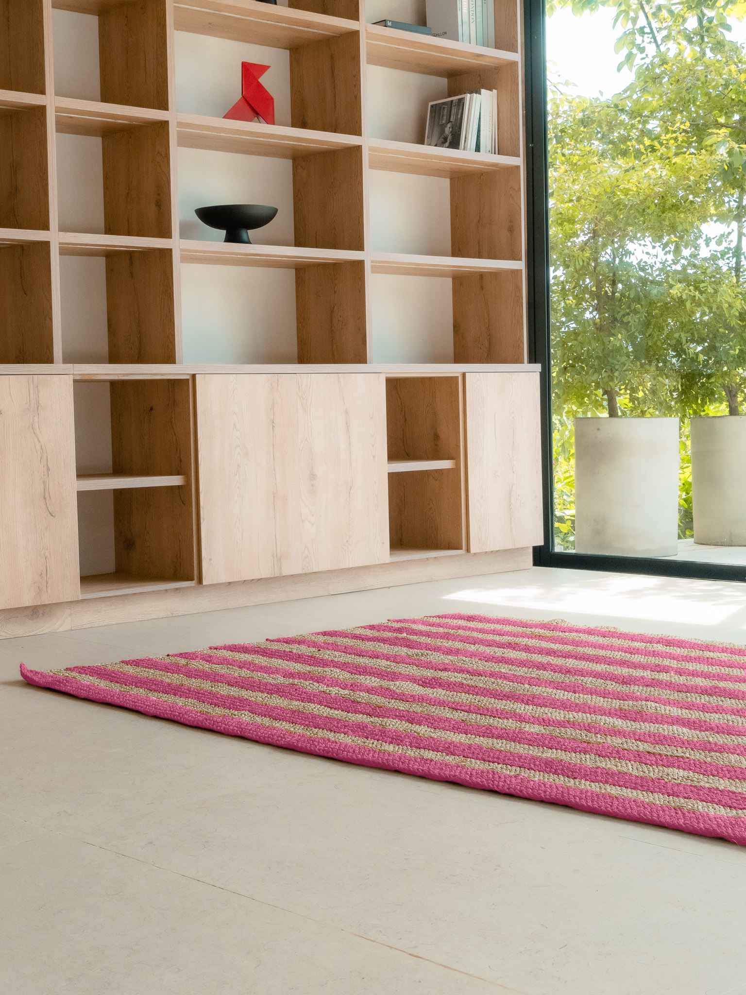 Handwoven Pink Striped Rug