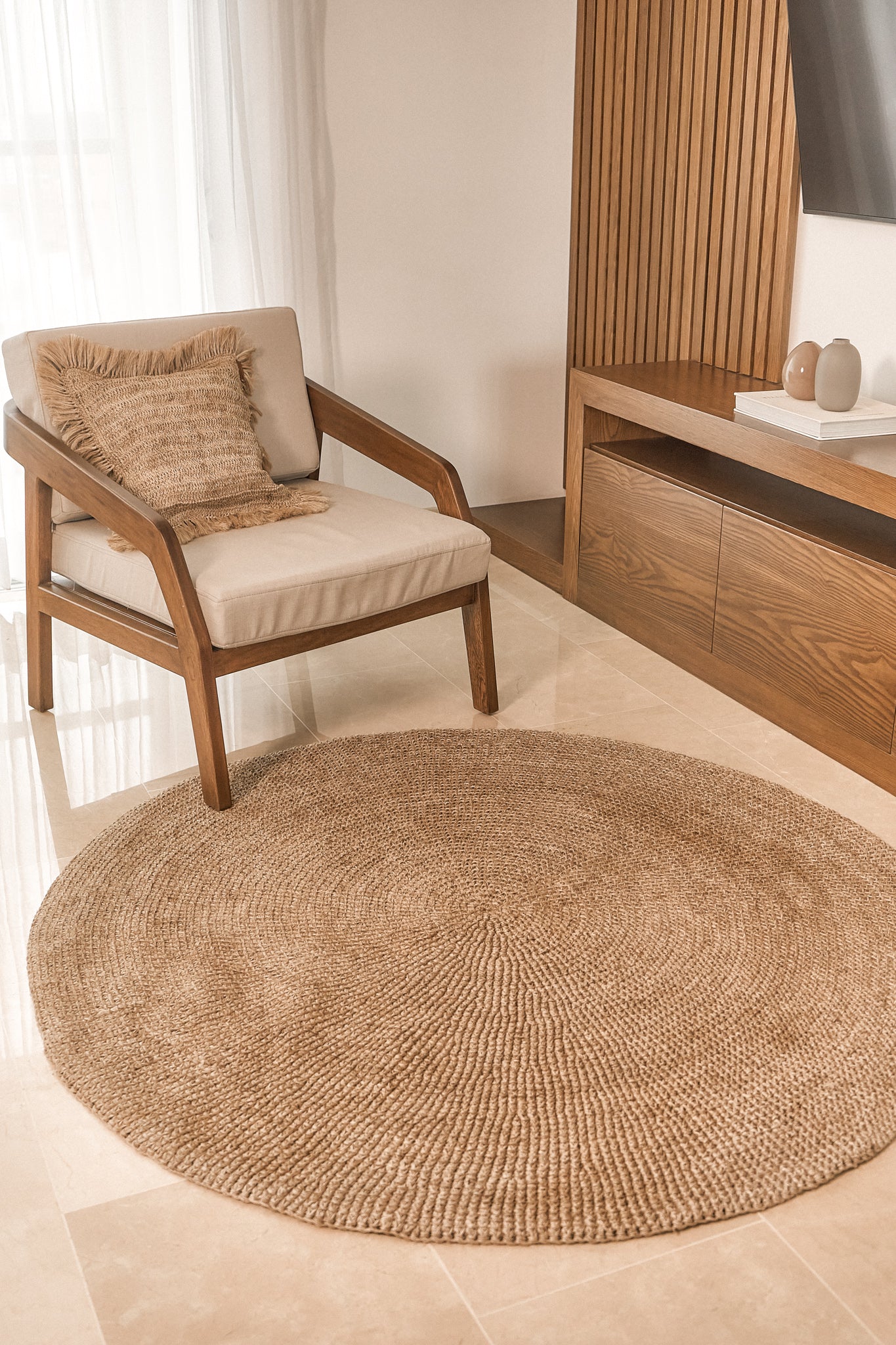 Handwoven Sand Round Rug