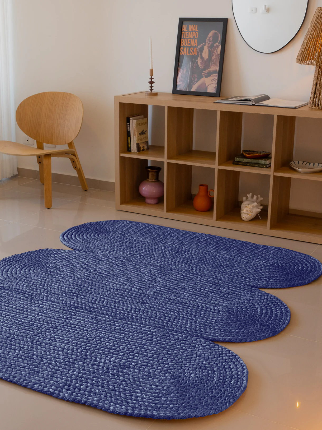 Handwoven Blue Curvy Rug