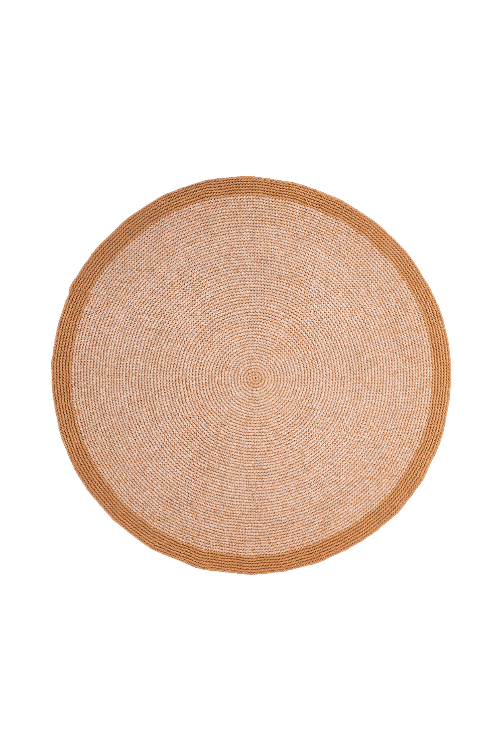 Handwoven Wheat Round Rug with Border