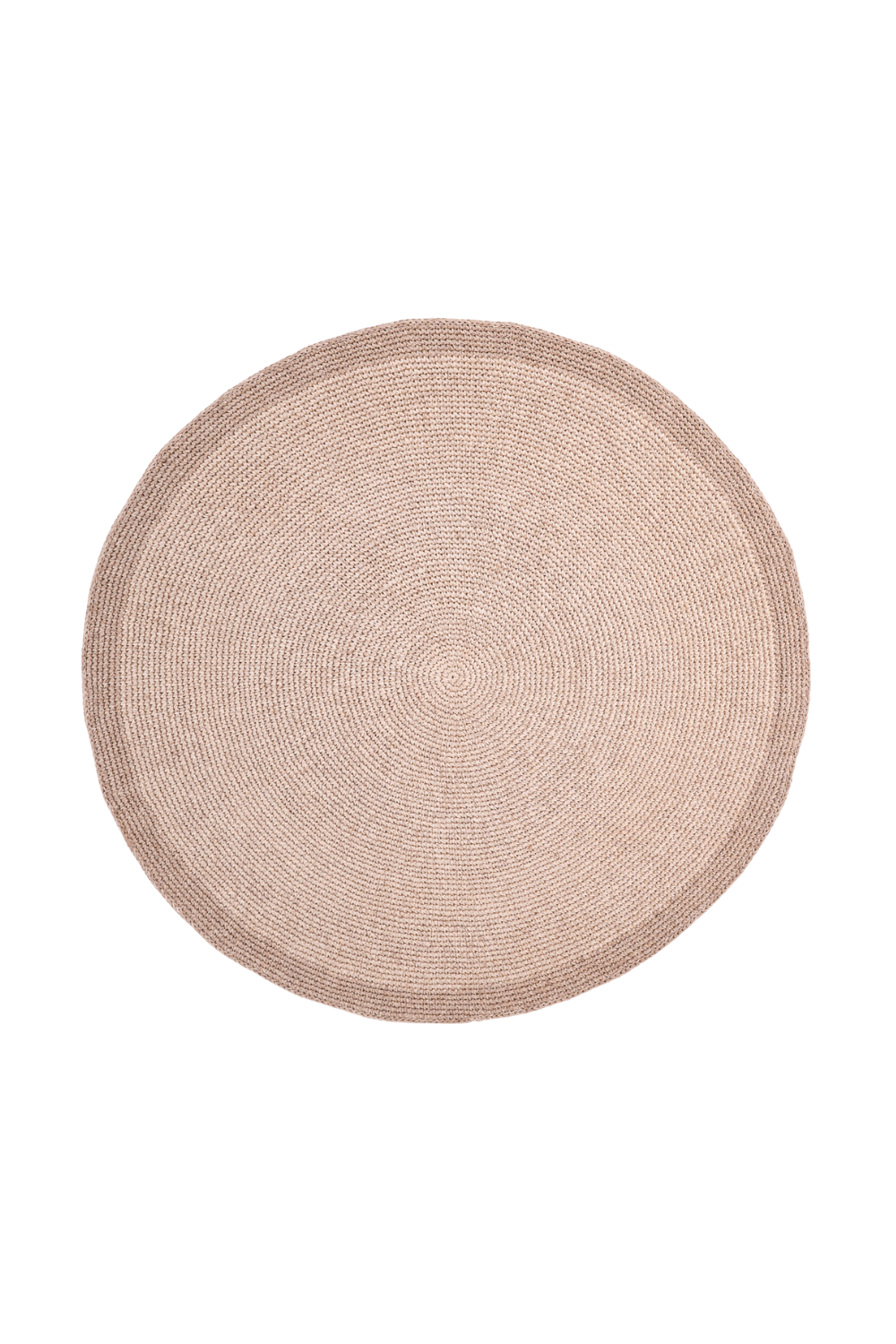 Handwoven Ivory Round Rug with Border
