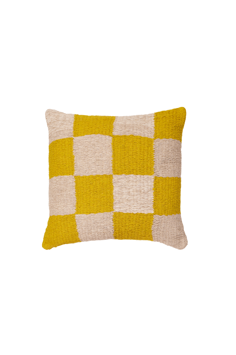 Checkered yellow Cotton Pillow
