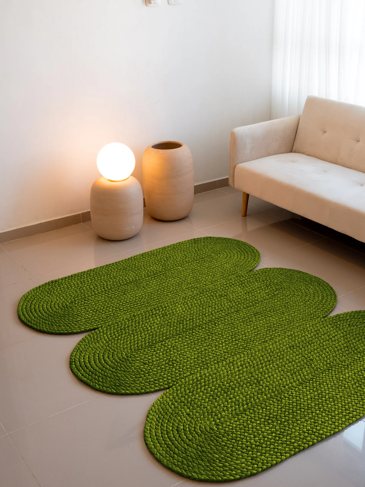 Handwoven Green Curvy Rug