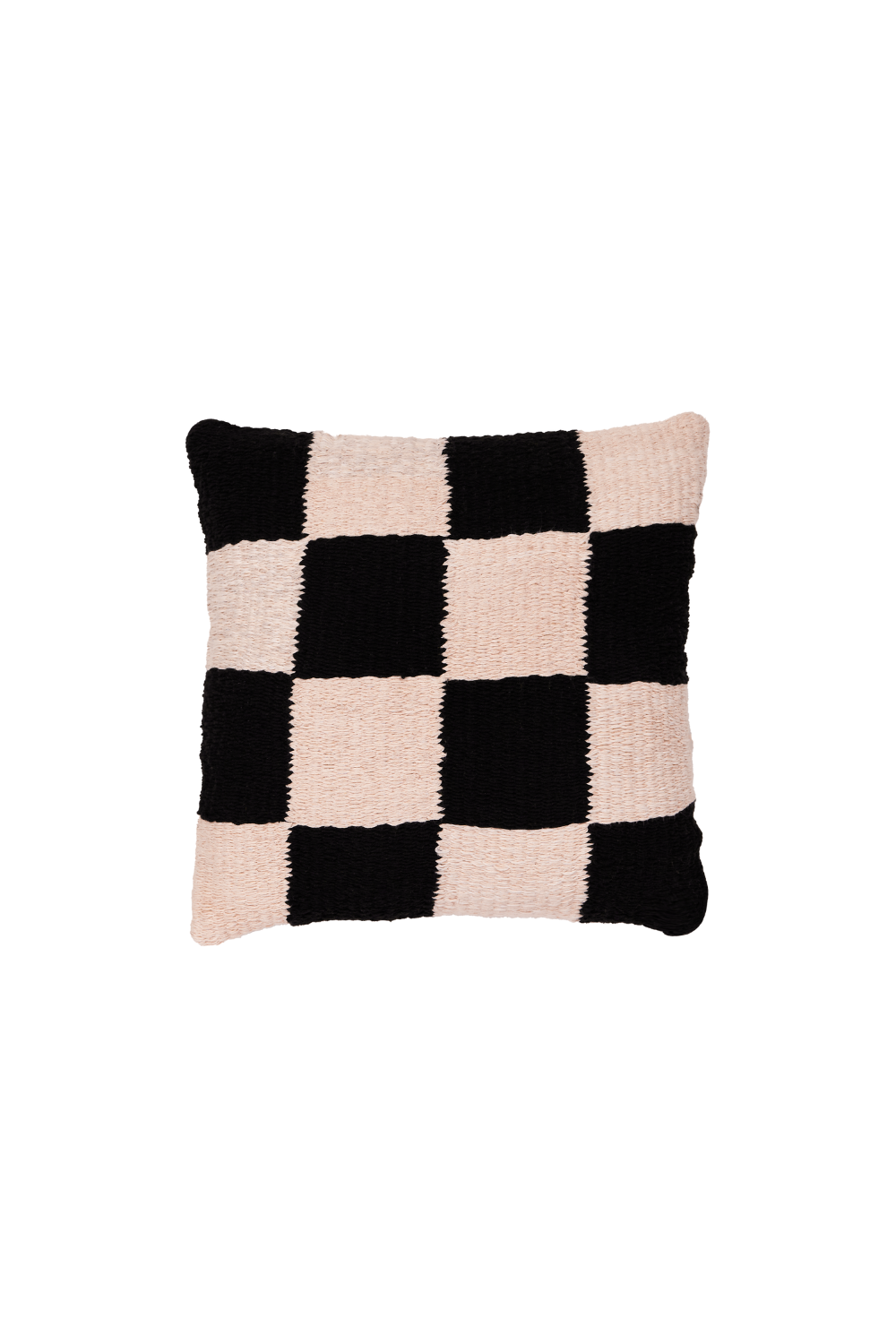Checkered Black Cotton Pillow