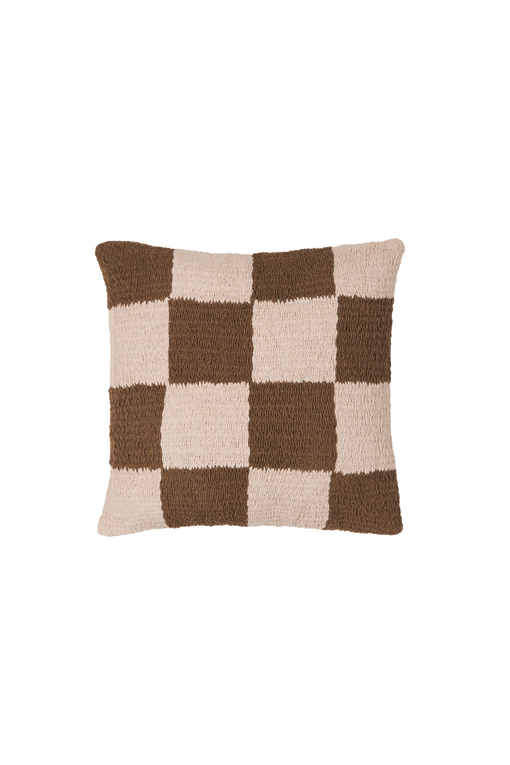 Checkered Brown Cotton Pillow