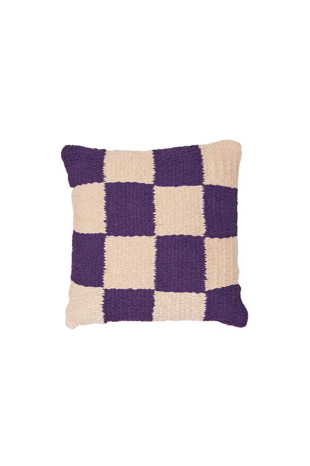Checkered Purple Cotton Pillow