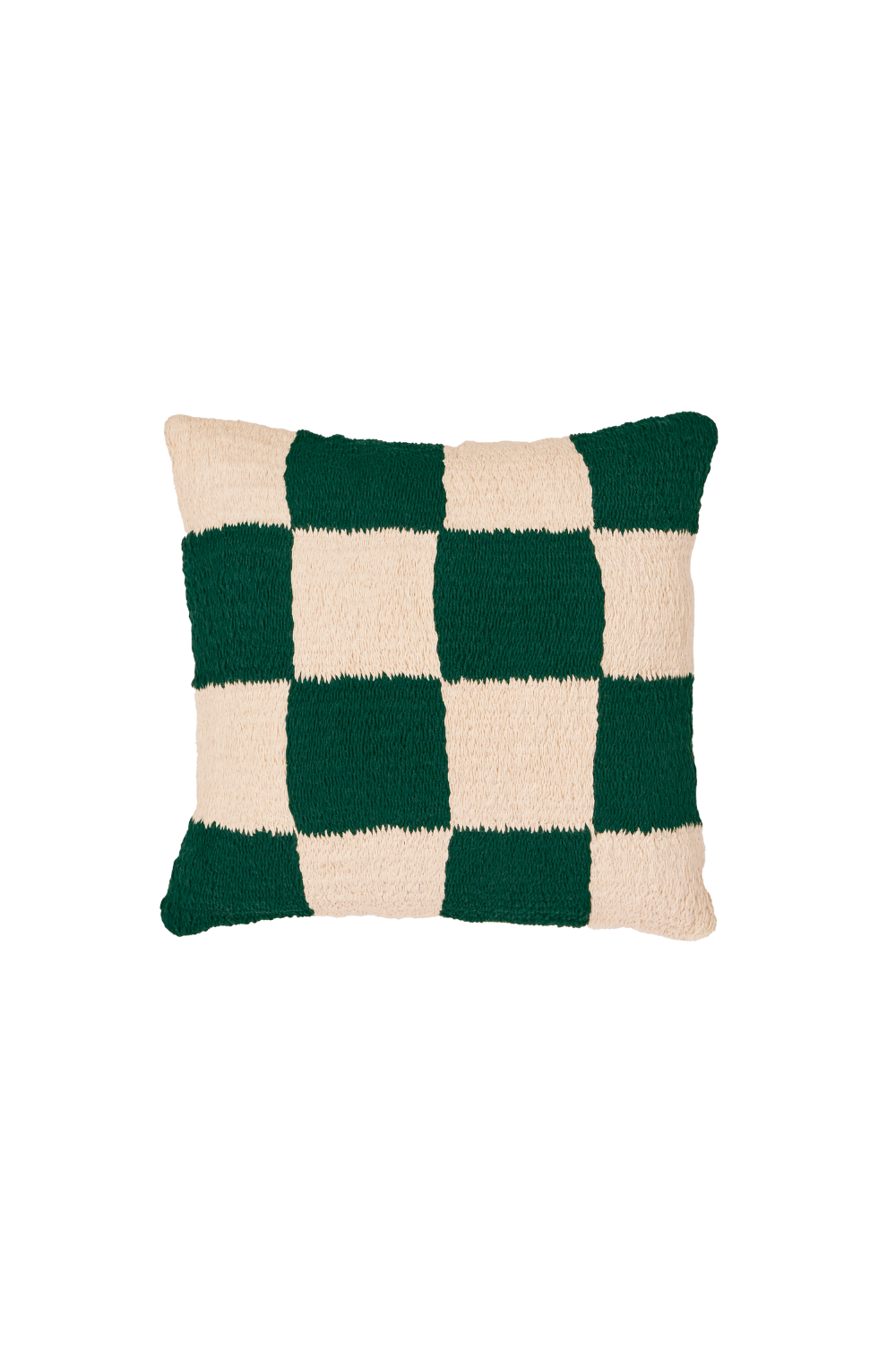 Checkered Green Cotton Pillow