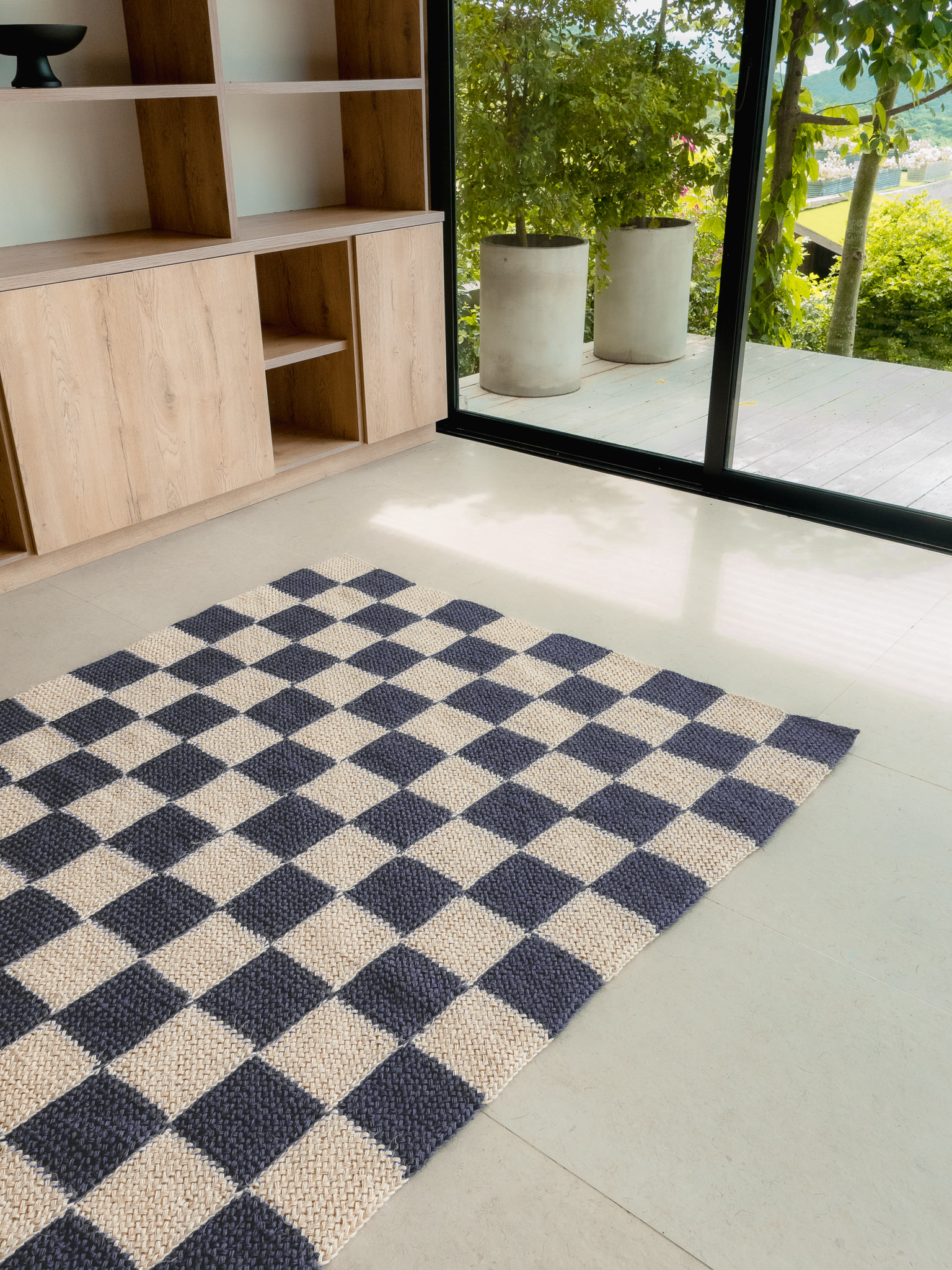 Handwoven Checkered Blue Rug