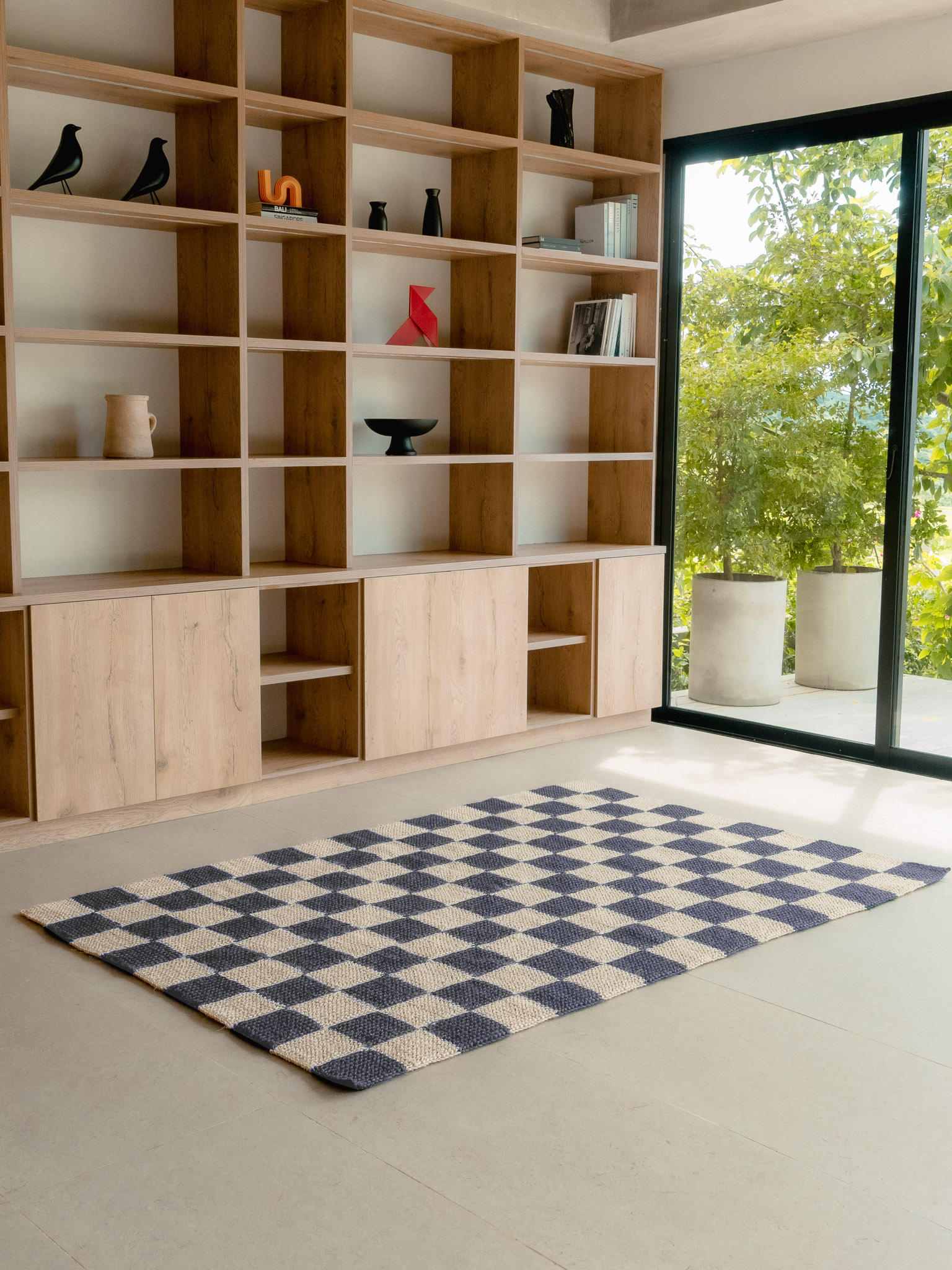 Handwoven Checkered Blue Rug