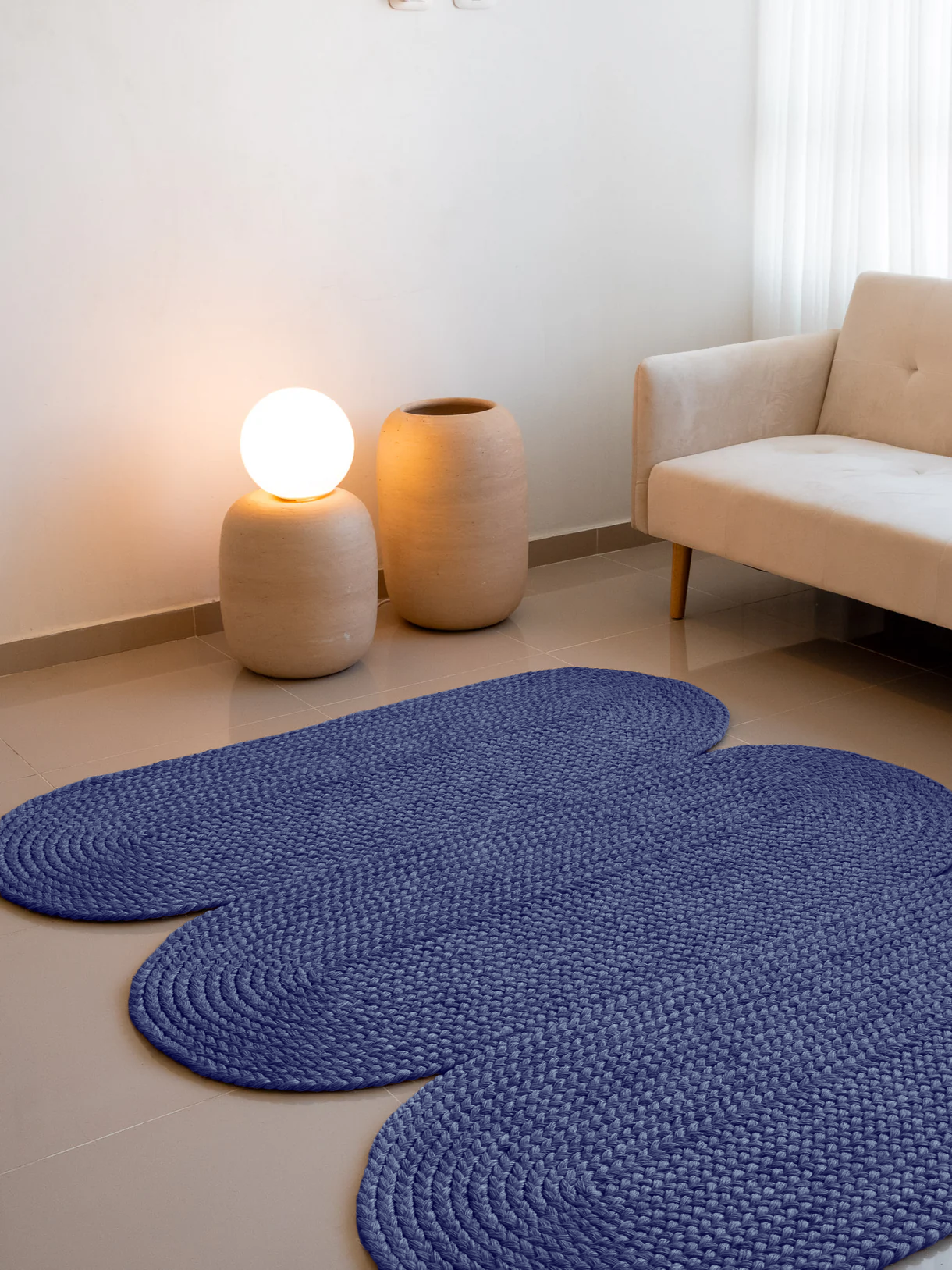 Handwoven Blue Curvy Rug