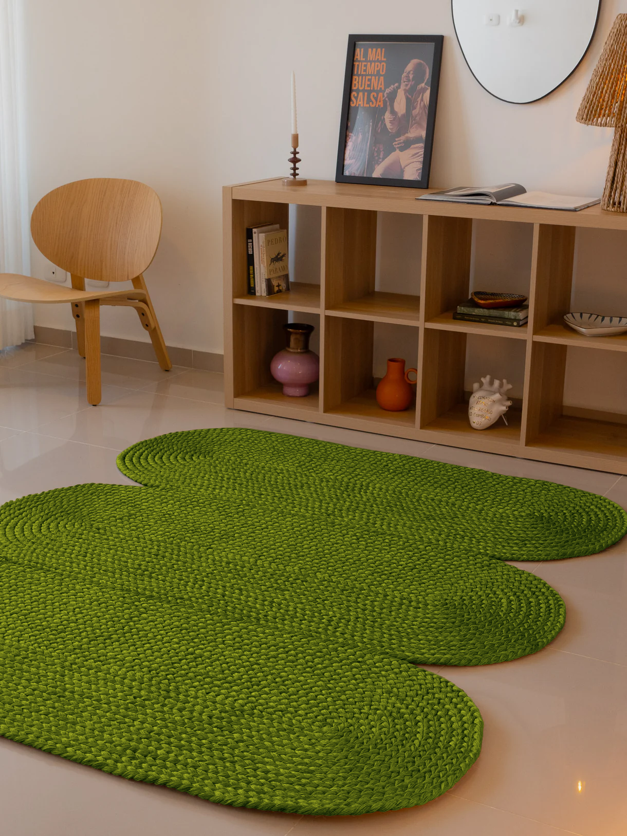Handwoven Green Curvy Rug