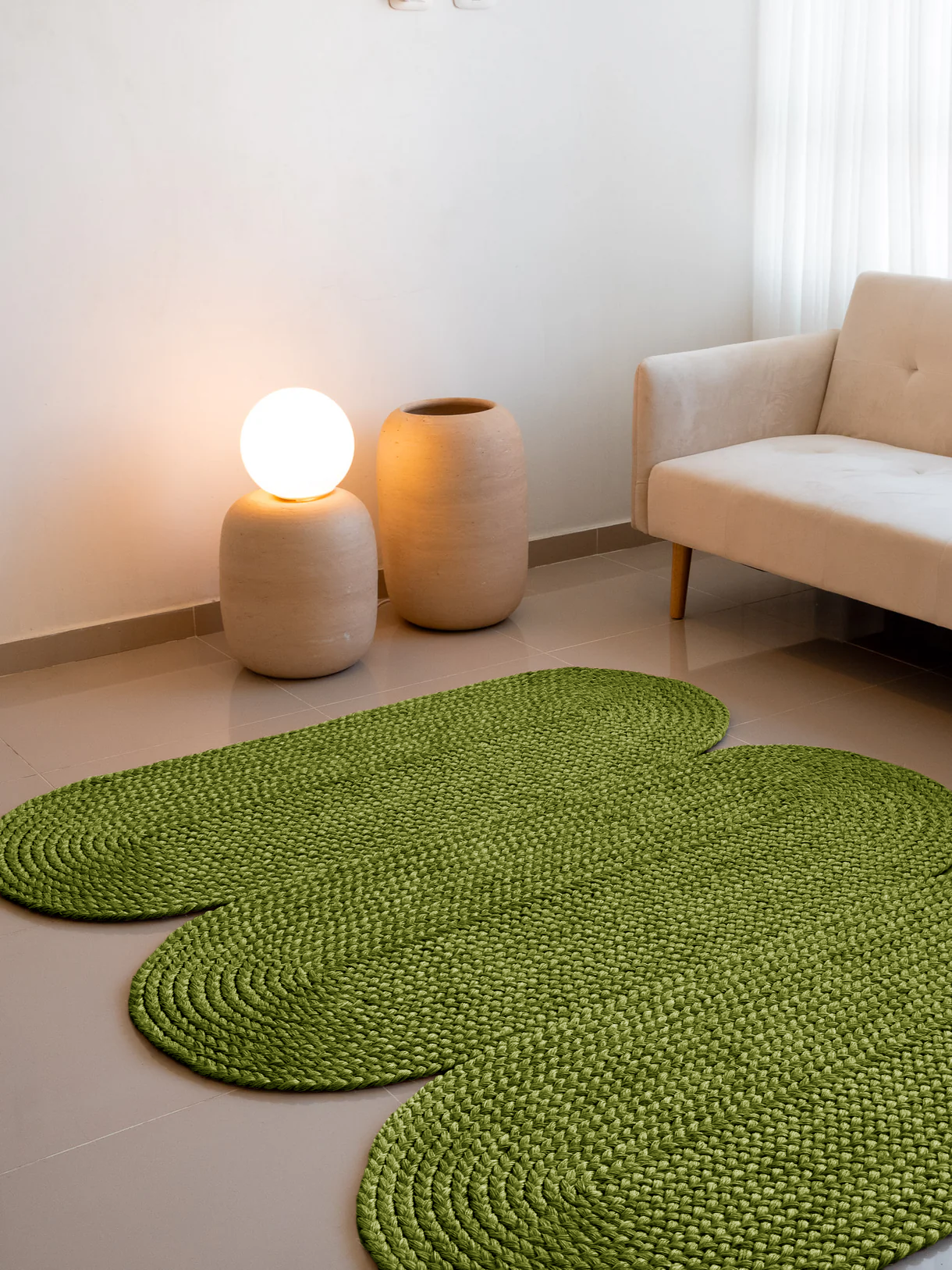 Handwoven Green Curvy Rug