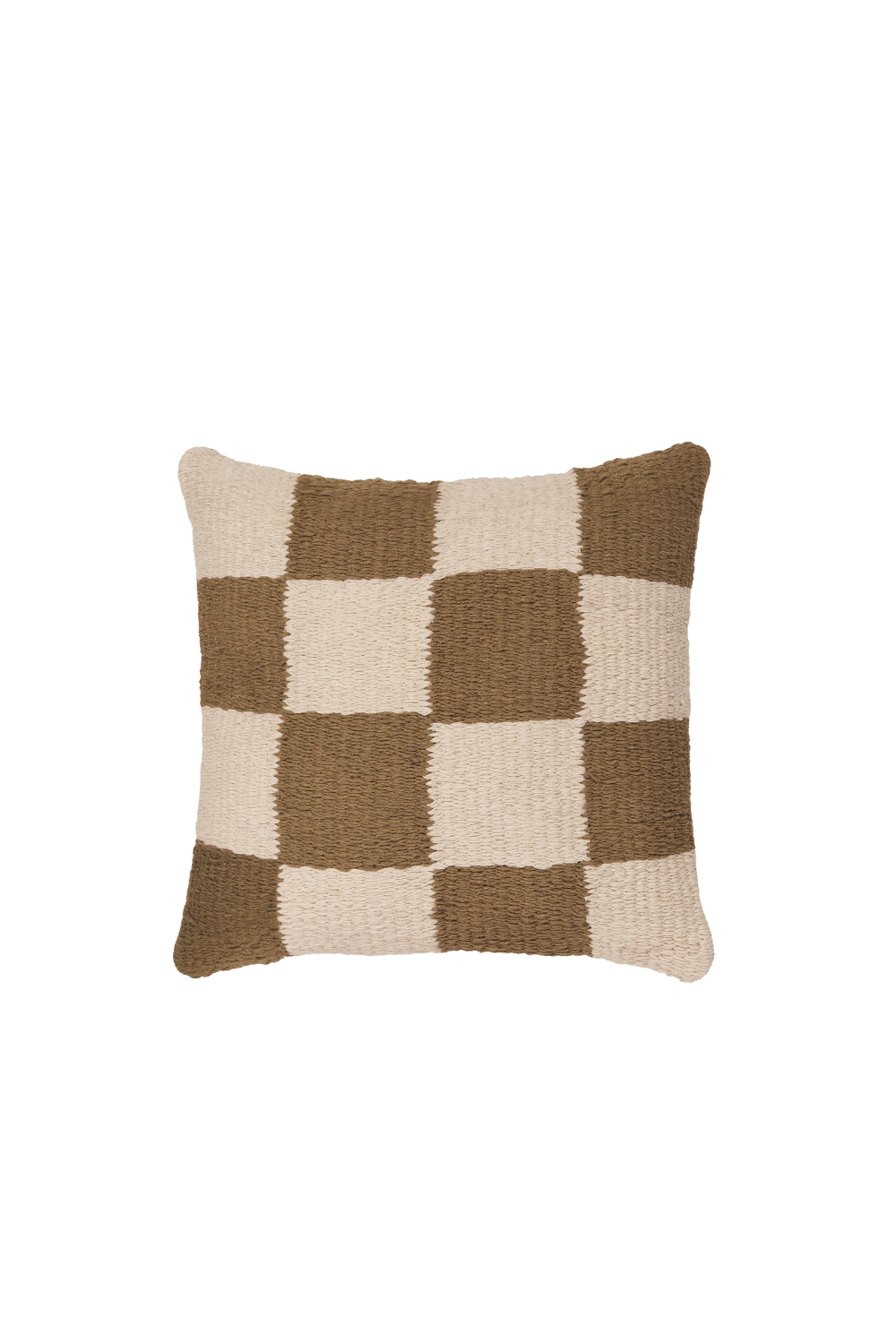 Checkered Beige Cotton Pillow