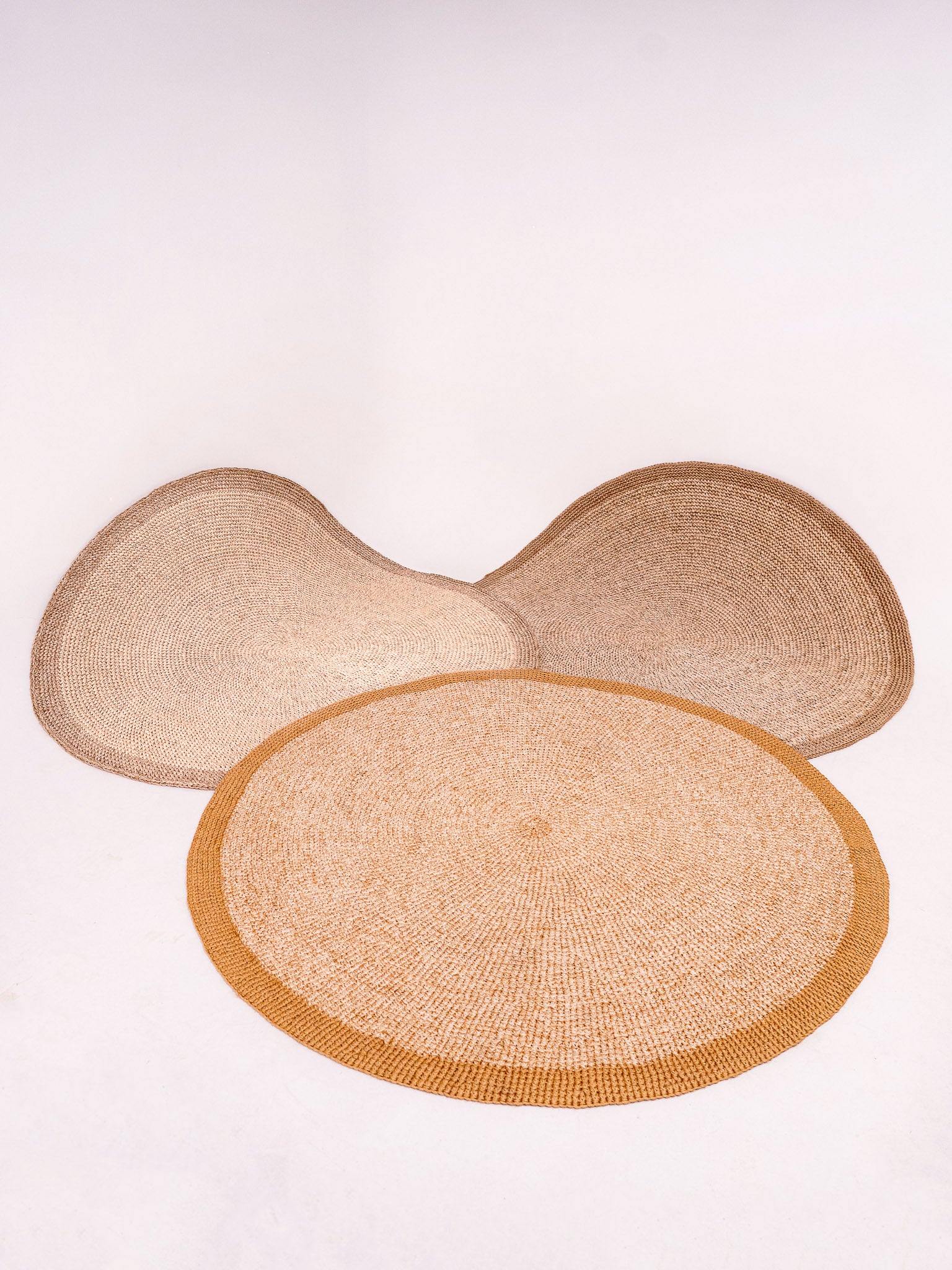 Handwoven Sand Round Rug with Border