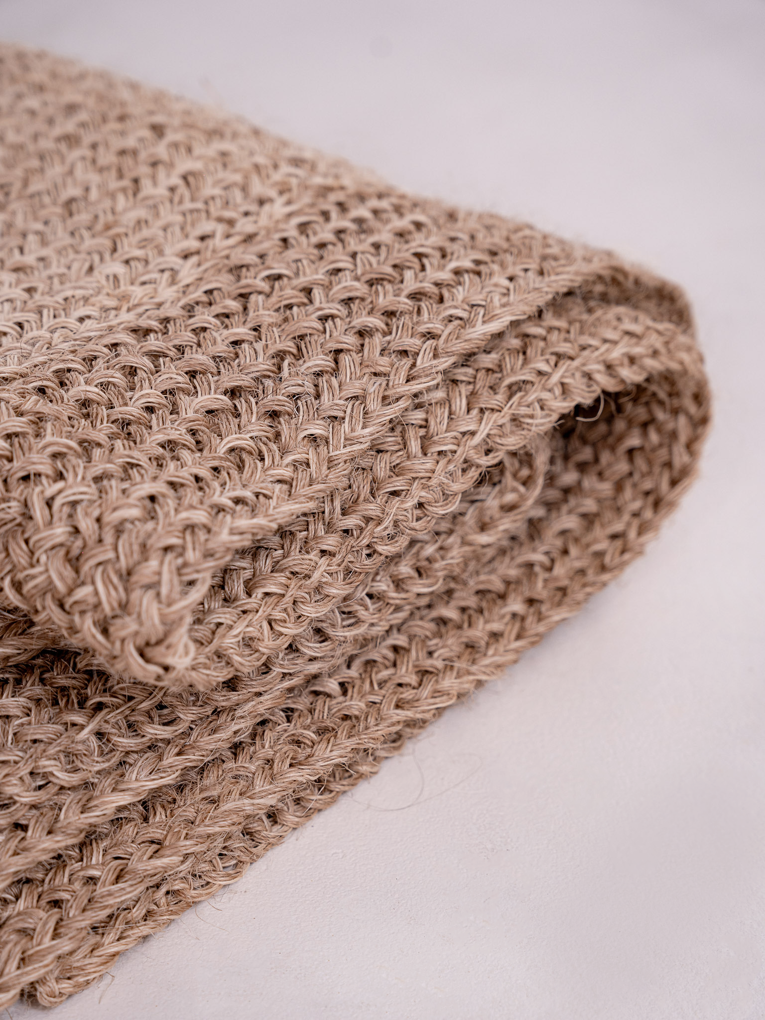 Handwoven Ivory Round Rug with Border