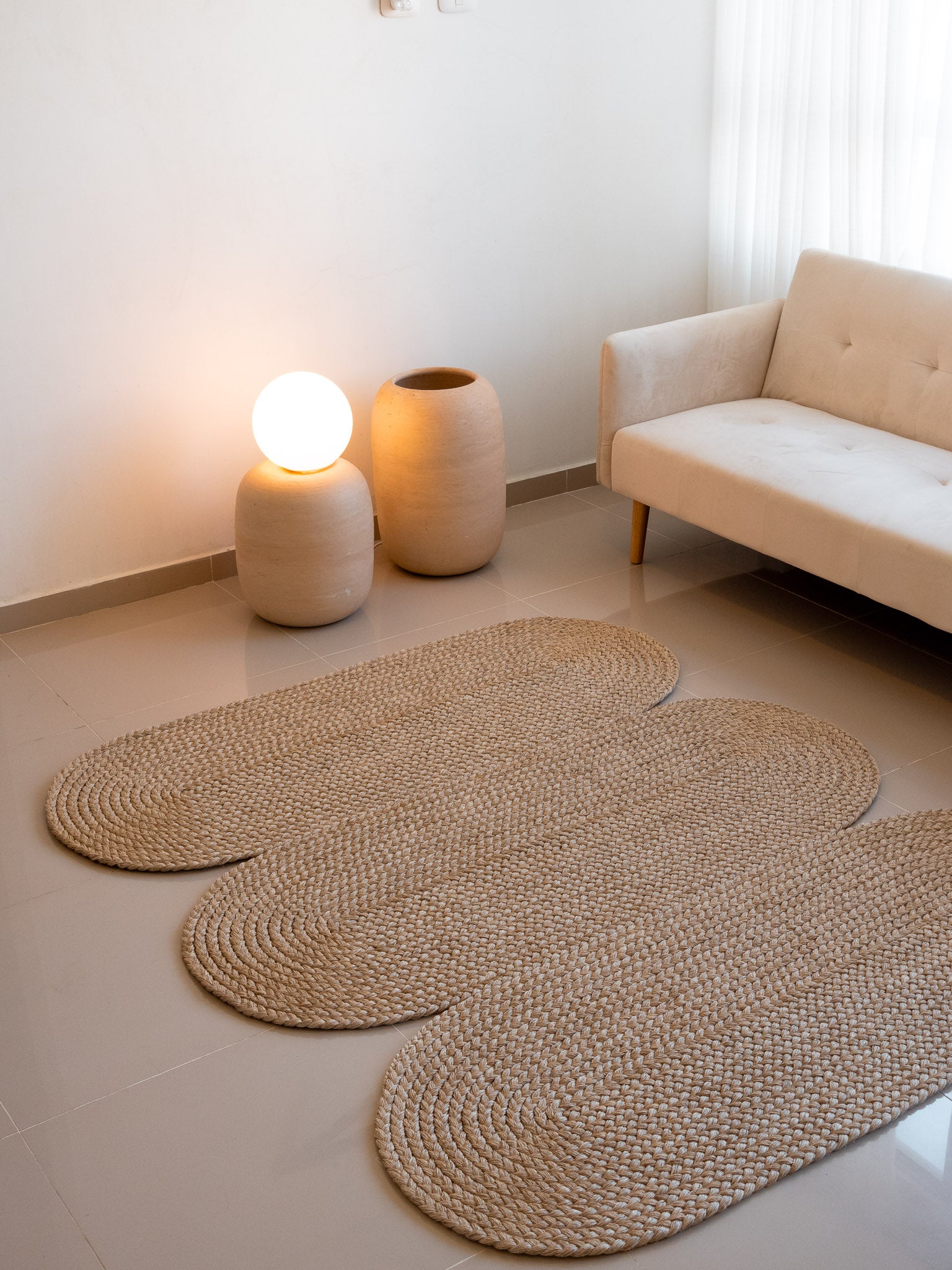 Handwoven Sand Curvy Rug