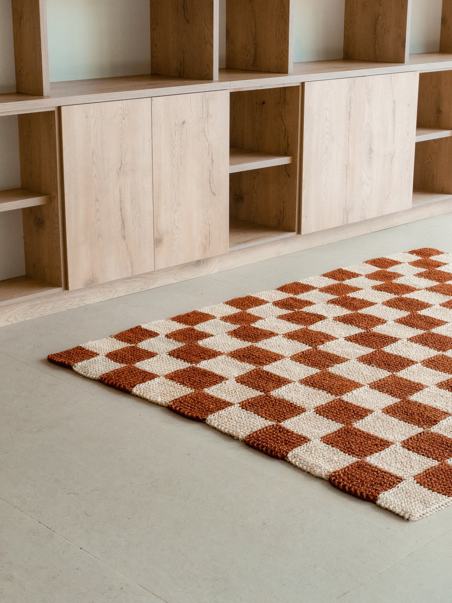 Handwoven Checkered Ochre Rug