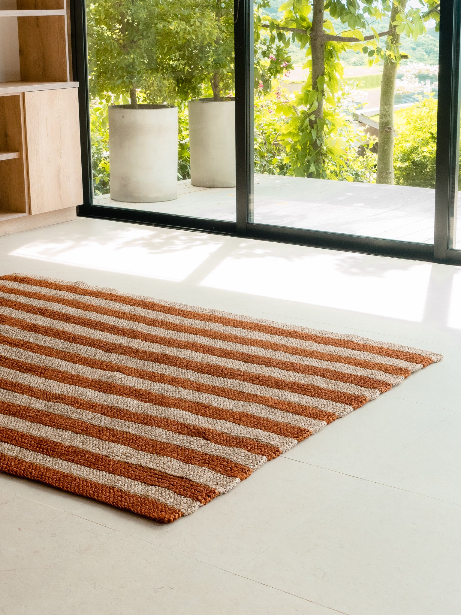 Handwoven Ochre Striped Rug