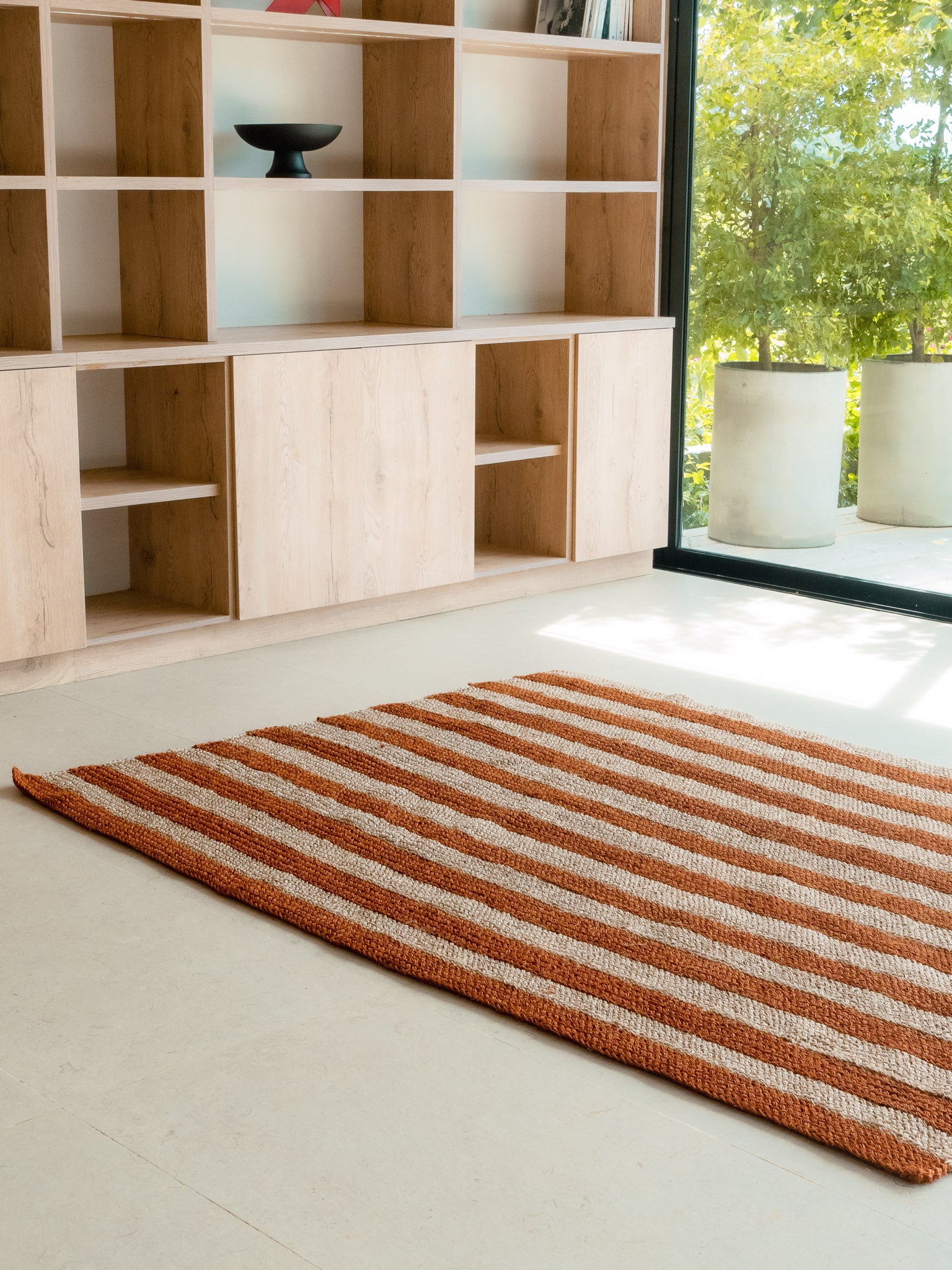 Handwoven Ochre Striped Rug