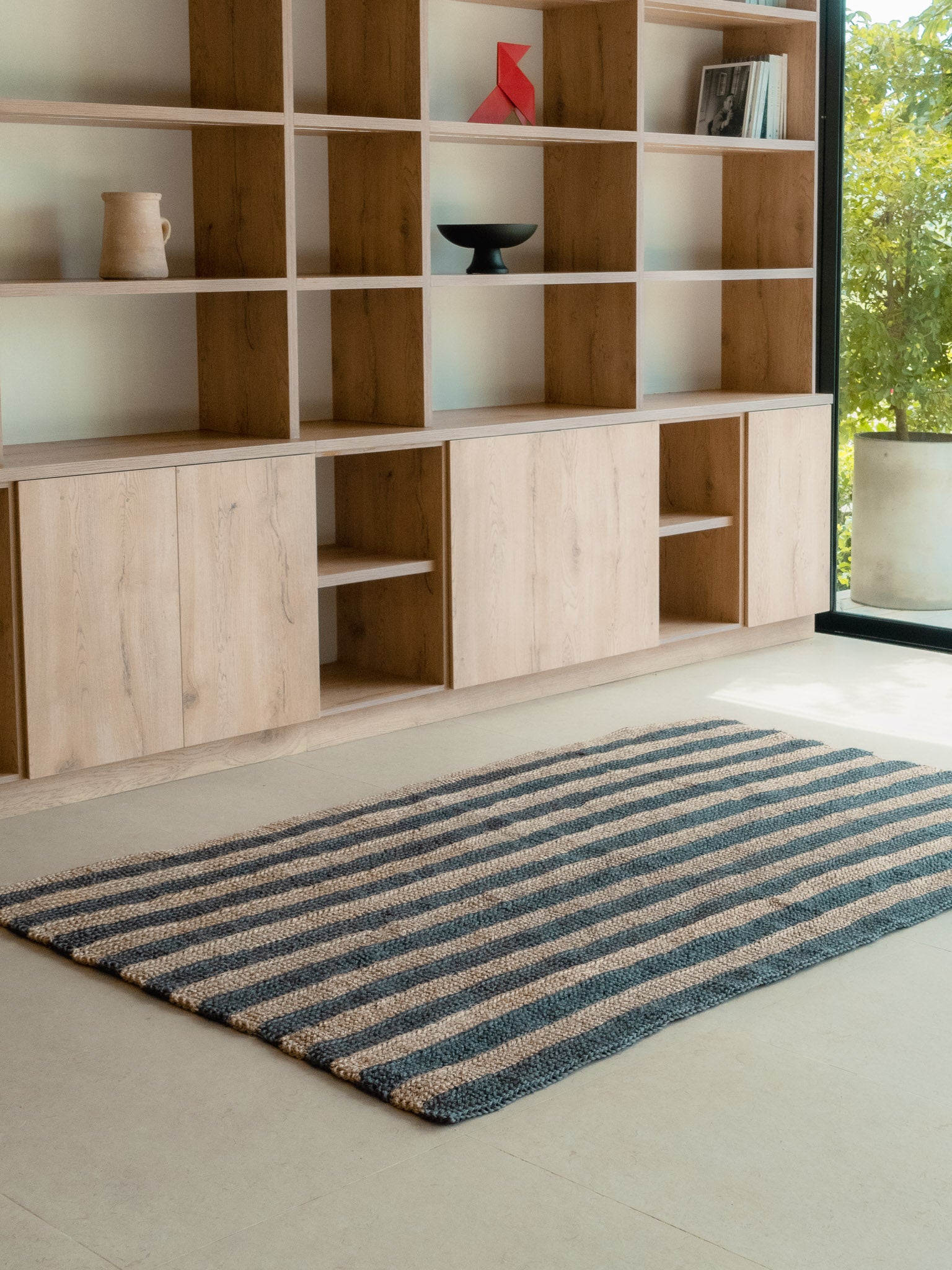 Handwoven Blue Striped Rug