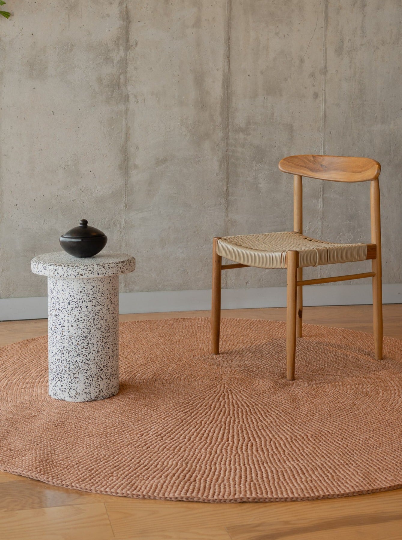Handwoven Peach Round Rug