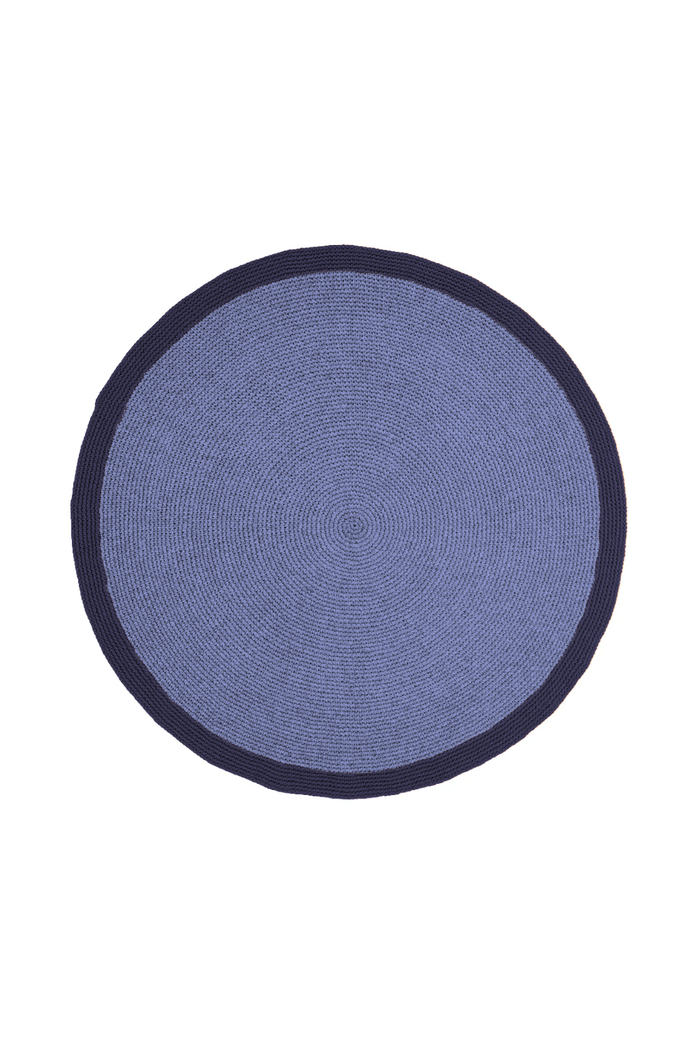 Handwoven Blue Round Rug with Border