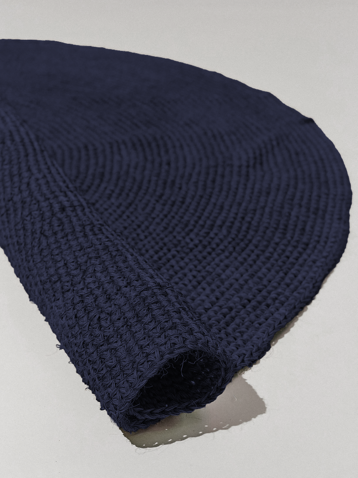 Handwoven Deep Blue Round Rug